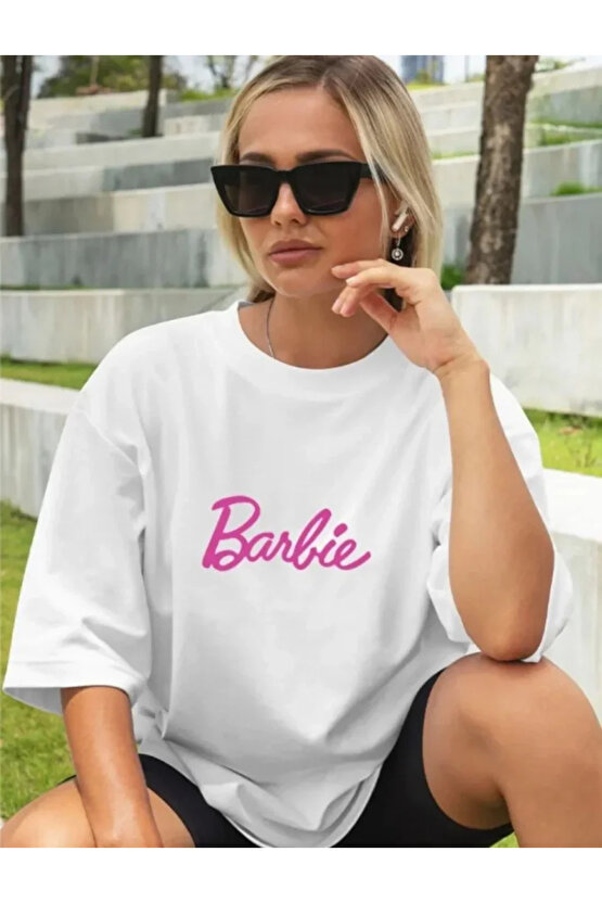 Baskılı Oversize T-shirt - Beyaz