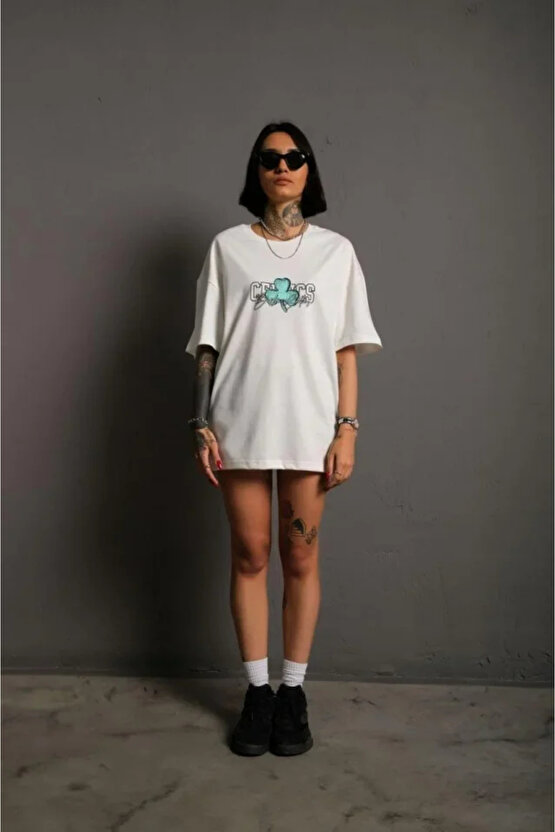 Sırt Baskılı T-shirt - Beyaz