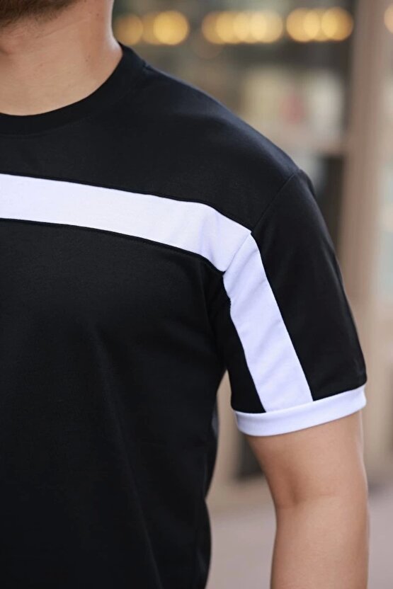 Erkek şerit Detaylı Kısa Kollu T-shirt