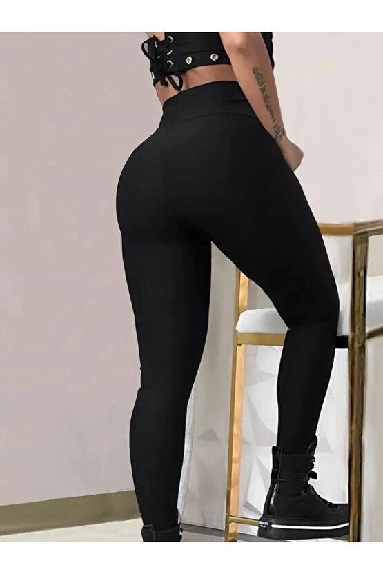 MDB Kadın Yüksek Bel Belden Toka Detaylı Dalgıç Tayt