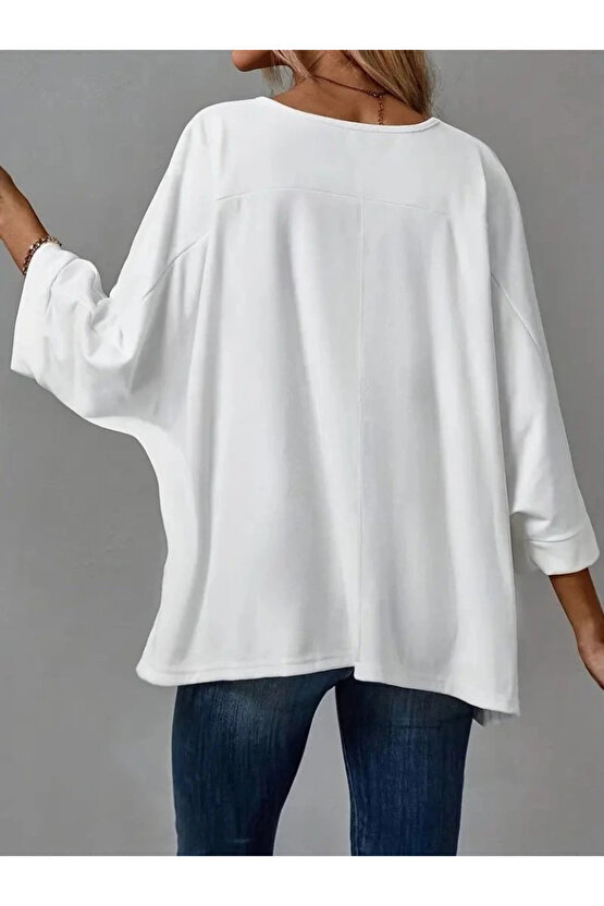 Kadın Truvakar Kollu Bisiklet Yaka Viskon Bluz