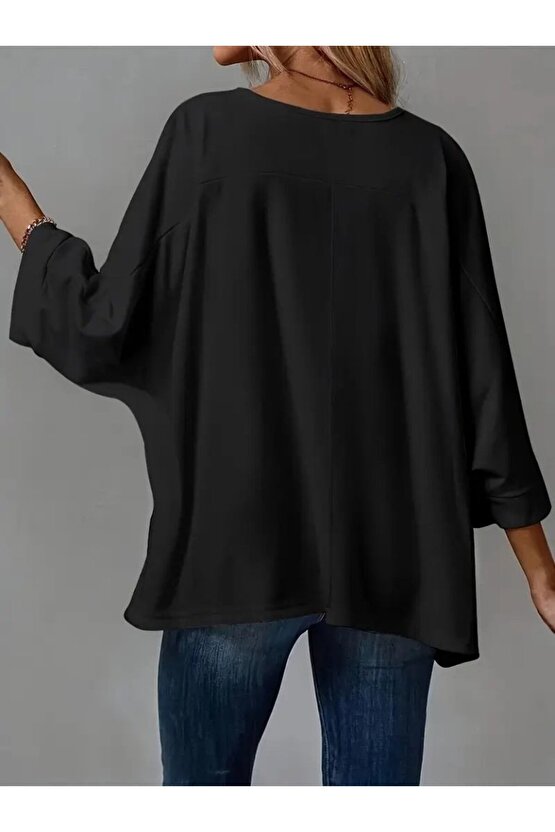 EQURİ Kadın Truvakar Kollu Bisiklet Yaka Viskon Bluz