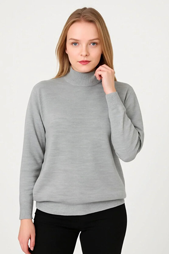 Kadın Yarım Boğaz Triko Kazak yumuşak dokulu Pamuklu ince Dokuma, uzun kollu Rahat Regular kalıp - G