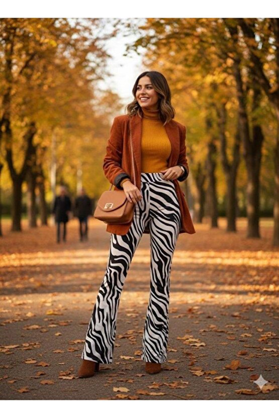 Kadın Yüksek Bel Krep Kumaş Bol Paça Pantolon