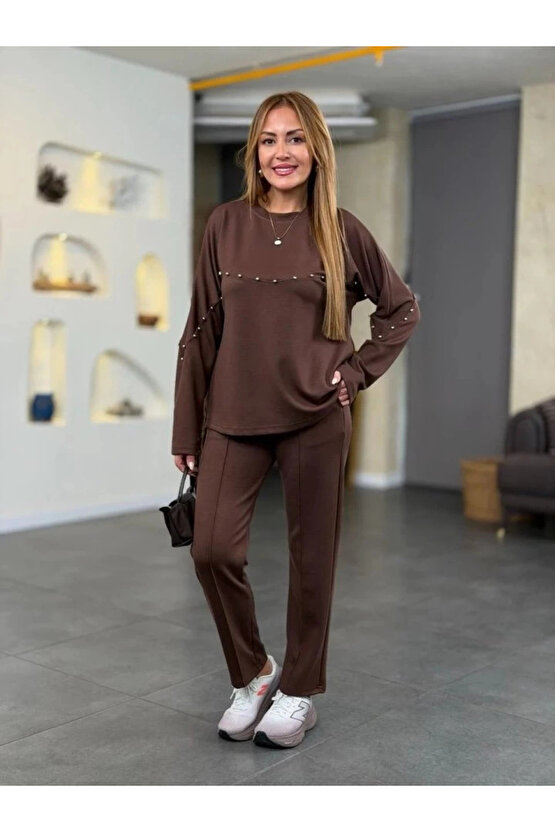 Kadın Inci Detay Modal Kumaş Ikili Takım