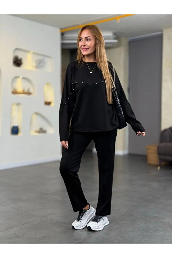 Kadın Inci Detay Modal Kumaş Ikili Takım