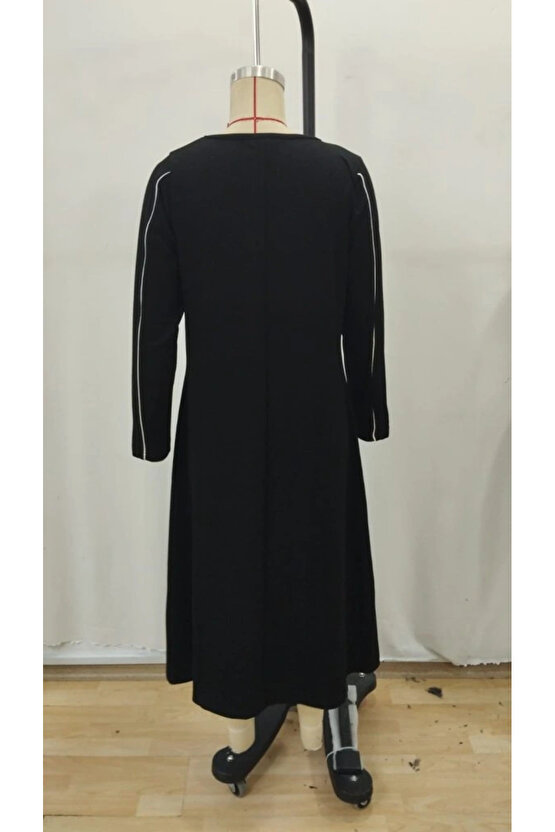 Kadın Uzun Kollu Bisiklet Yaka Midi Modal Elbise