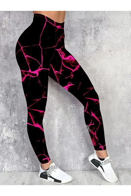 Kadın Yüksek Bel Renk Detaylı Dalgıç Tayt