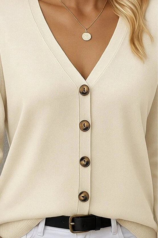 Kasın Uzun Kollu önü Düğmeli Kısa Hırka