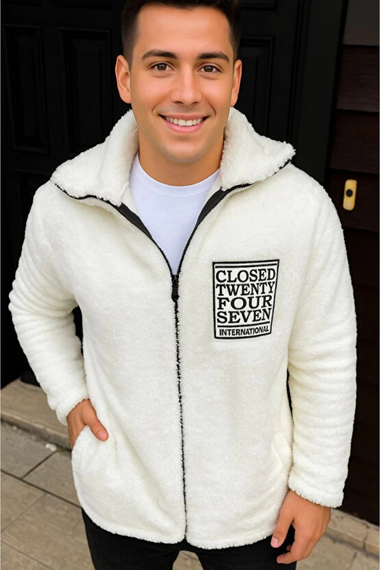 Erkek Polar Fermuarlı Sweatshirt – Kapüşonsuz, Cepli, Yumuşak Dokulu, Oversize Rahat Kalıp, Kışlık S