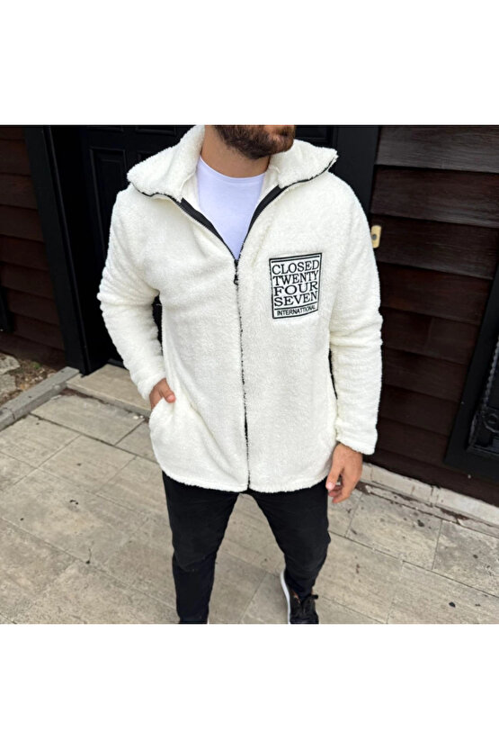 Erkek Polar Fermuarlı Sweatshirt – Kapüşonsuz, Cepli, Yumuşak Dokulu, Oversize Rahat Kalıp, Kışlık S