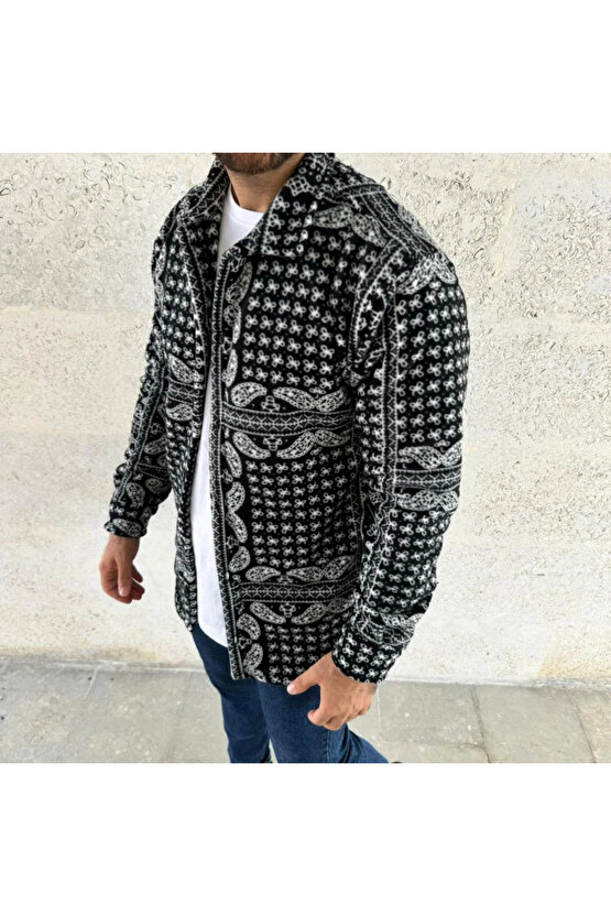 Erkek Polar Fermuarlı Sweatshirt – Kapüşonsuz, Cepli, Yumuşak Dokulu, Oversize Rahat Kalıp, Kışlık S