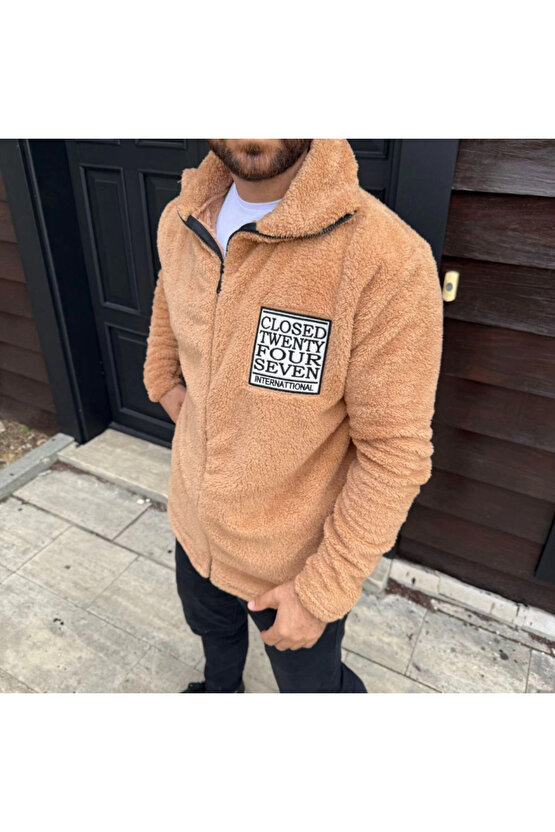 EQURİ Erkek Polar Fermuarlı Sweatshirt – Kapüşonsuz, Cepli, Yumuşak Dokulu, Oversize Rahat Kalıp, Kı