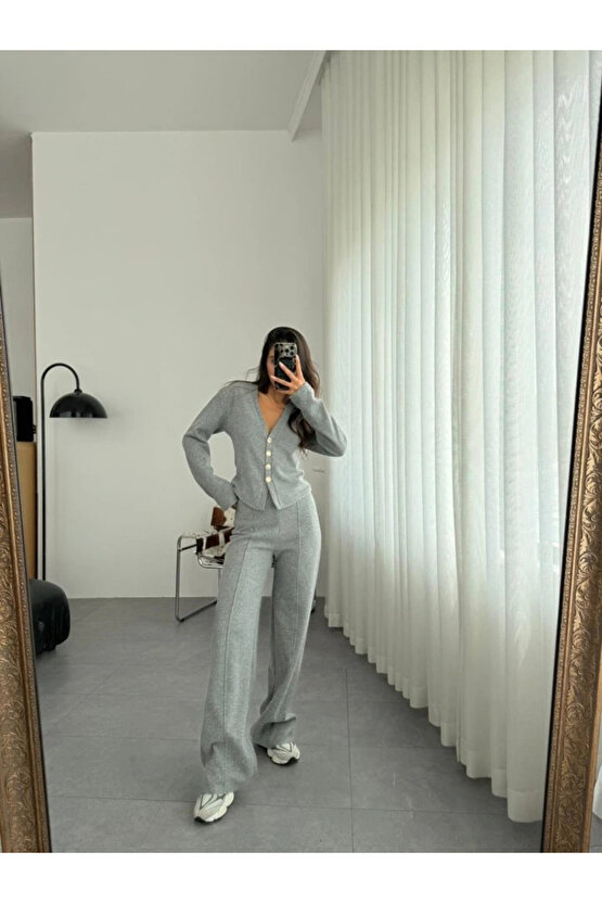 Selanik Kumaş Ön Düğmeli Ceket Çımalı PantolunTakım