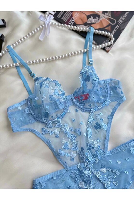 Frosted Bodysuit - Kalp İşlemeli