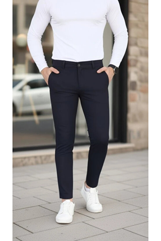 Erkek Slim Fit Likralı Gabardin Pantolon