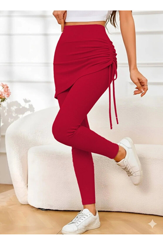 Kadın Yüksek Bel Yandan Büzgülü Alttan Uzun Kaşkorse Tayt Etek