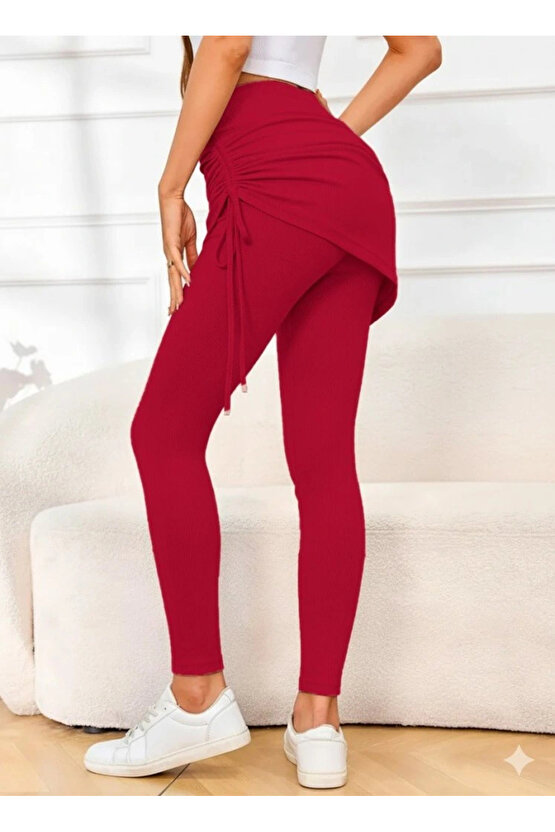 Kadın Yüksek Bel Yandan Büzgülü Alttan Uzun Kaşkorse Tayt Etek