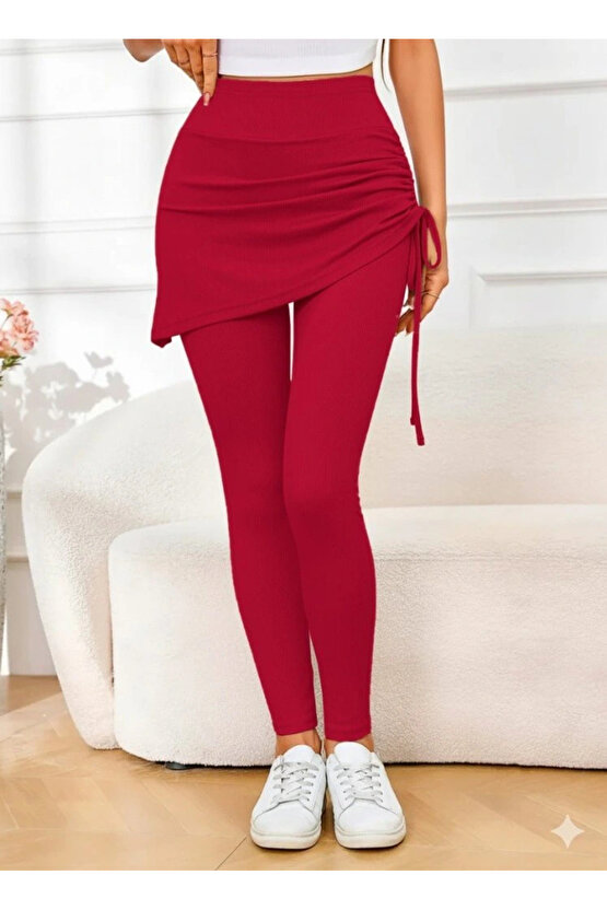 Kadın Yüksek Bel Yandan Büzgülü Alttan Uzun Kaşkorse Tayt Etek