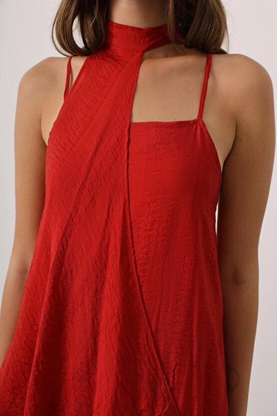 Aveline Bohem Elbise - Kırmızı