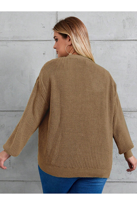 EQURİ Kadın Beş Düğme Büyük Beden Triko Hırka