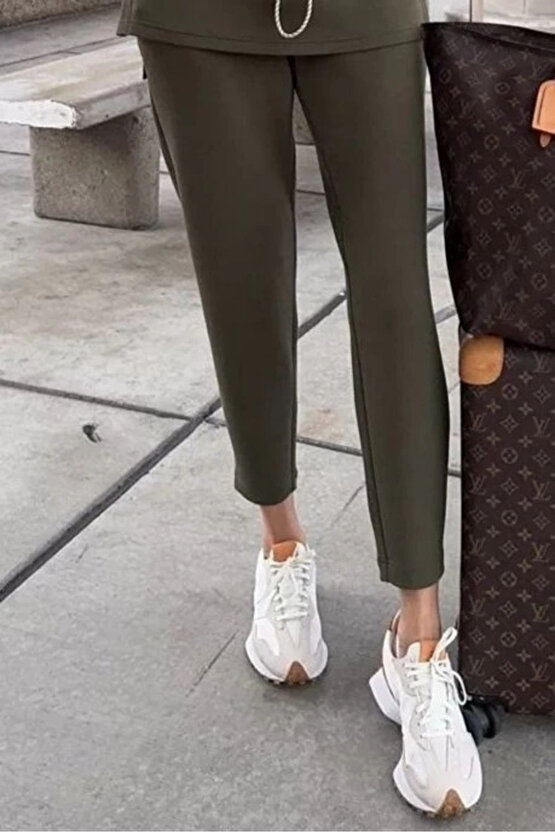 Kadın Uzun Kollu Balıkçı Yaka Belden Lastikli Modal Bluz Ve Pantolon Ikili Takım