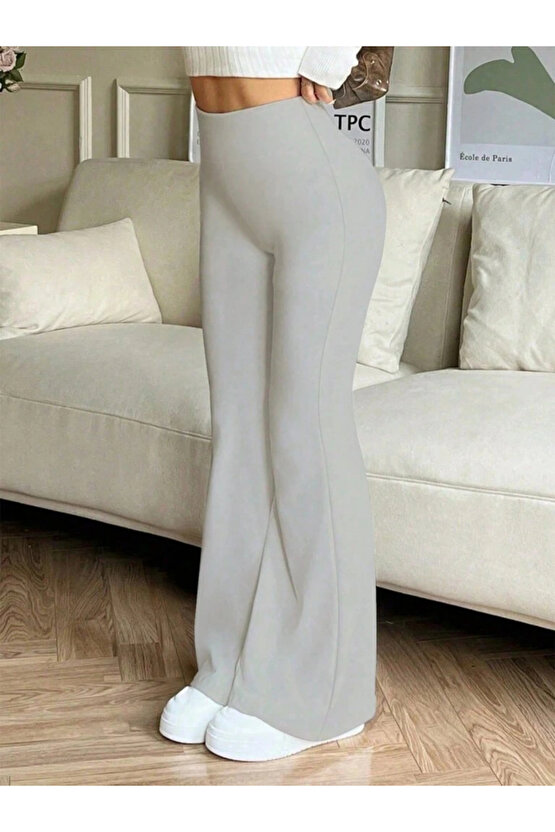 Kadın Yüksek Bel Ispanyol Paçalı Pantolon Tayt