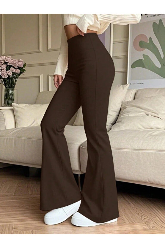 Kadın Yüksek Bel Ispanyol Paçalı Pantolon Tayt