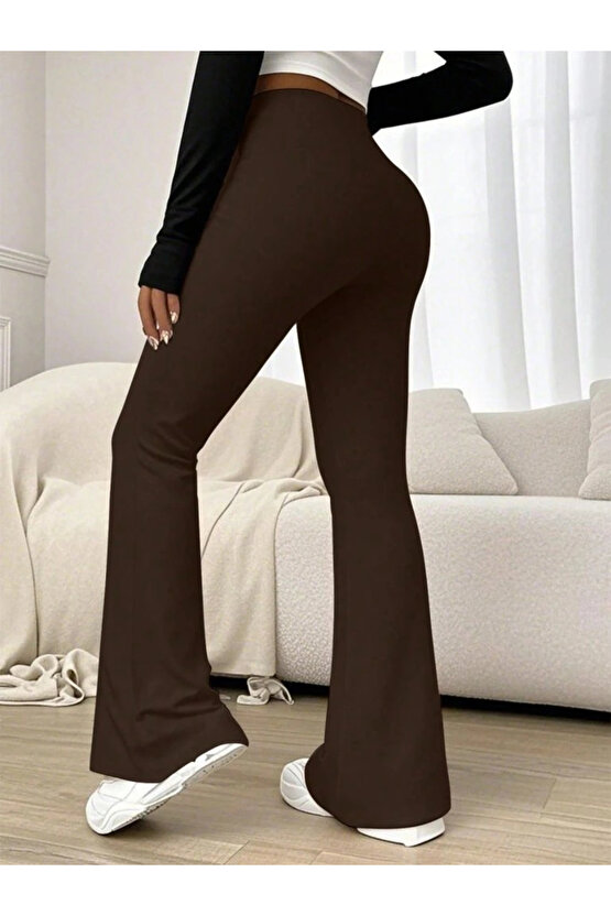 Kadın Yüksek Bel Ispanyol Paçalı Pantolon Tayt