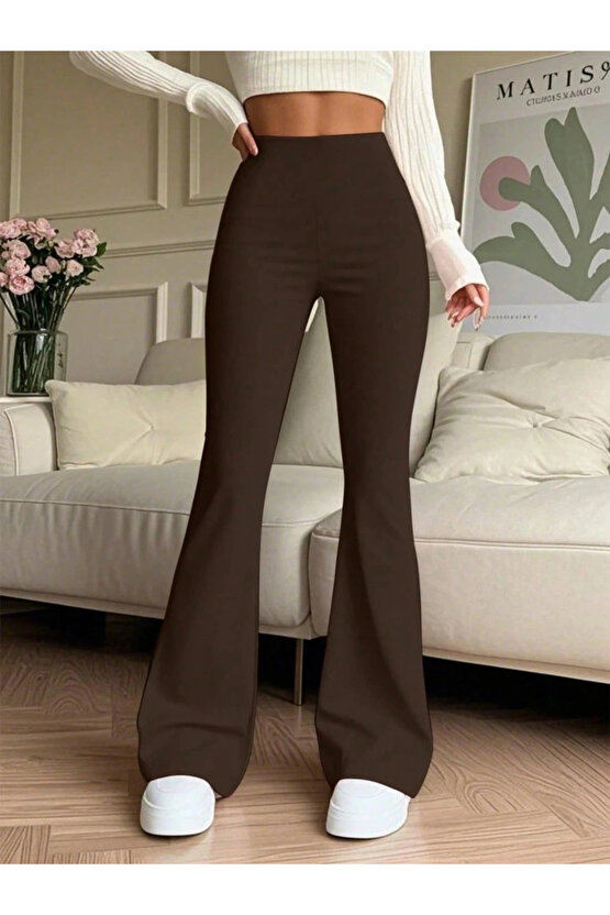 Kadın Yüksek Bel Ispanyol Paçalı Pantolon Tayt