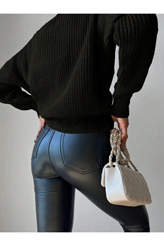 Kadın Uzun Kollu Düğme Detay Triko Hırka