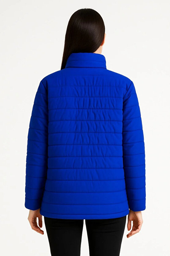 Kadın Bomber Mont Ceket – Su İtici Kumaş, Kapitone Astarlı, Fermuarlı, Kışlık - Saks Mavisi