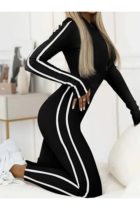 Kadın Uzun Kollu önden Fermuarlı şardonlu Dalgıç Tulum