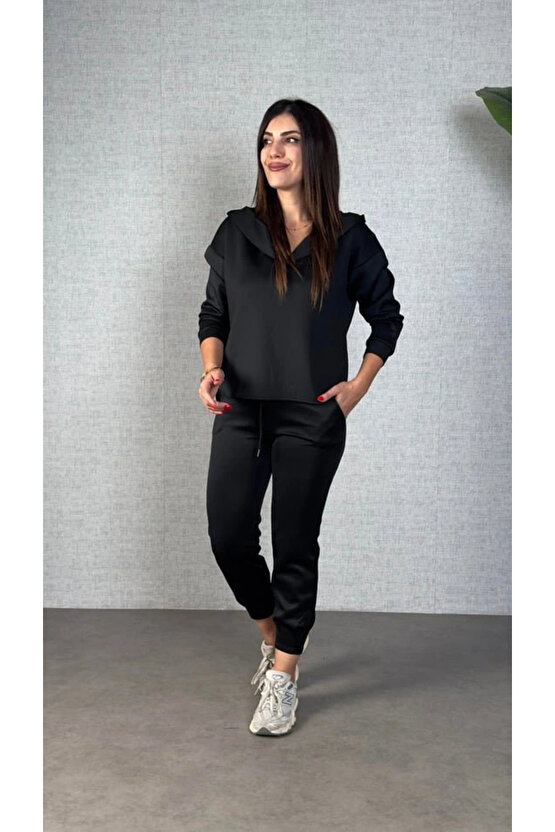 Kadın Uzun Kollu Kapüşonlu Ikili Takım