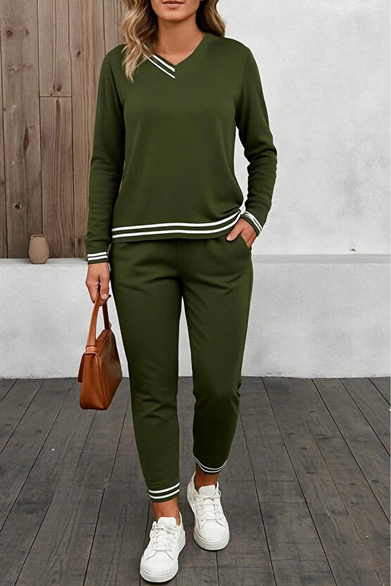 Kadın Uzun Kollu Ribana Detay Viskon Iki Iplik Ikili Takım