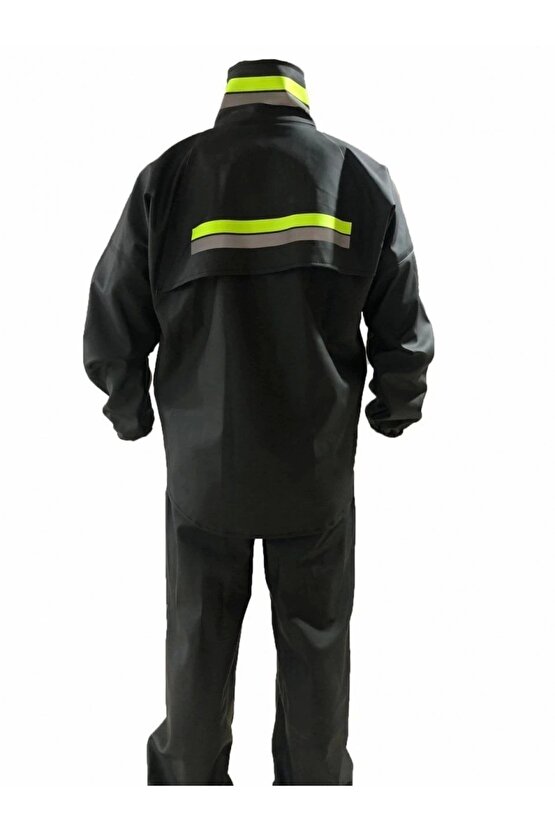 Motorcu Kurye Su Geçirmez Yağmurluk Takım - Siyah