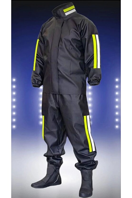 Motorcu Kurye Su Geçirmez Yağmurluk Takım - Siyah