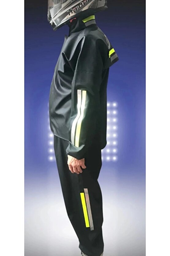 Motorcu Kurye Su Geçirmez Yağmurluk Takım - Siyah