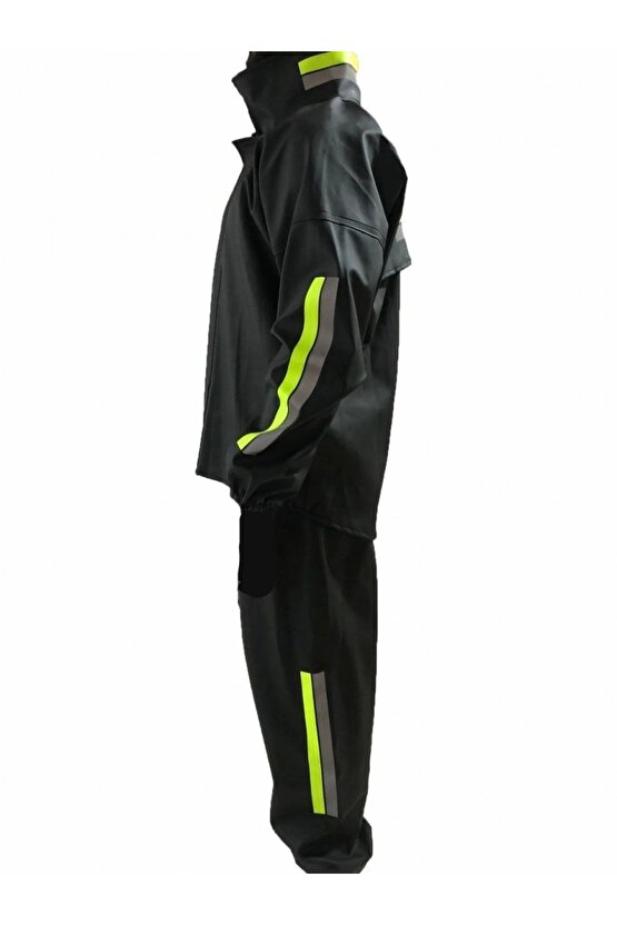 Motorcu Kurye Su Geçirmez Yağmurluk Takım - Siyah