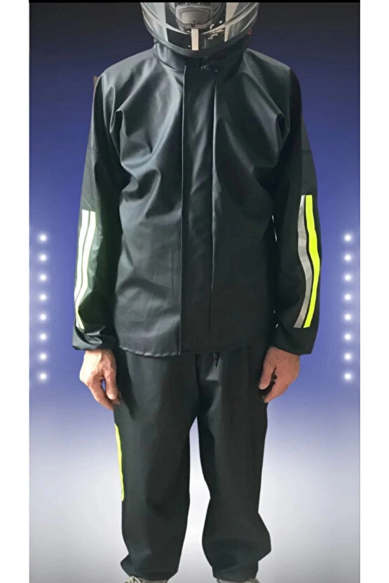 Motorcu Kurye Su Geçirmez Yağmurluk Takım - Siyah
