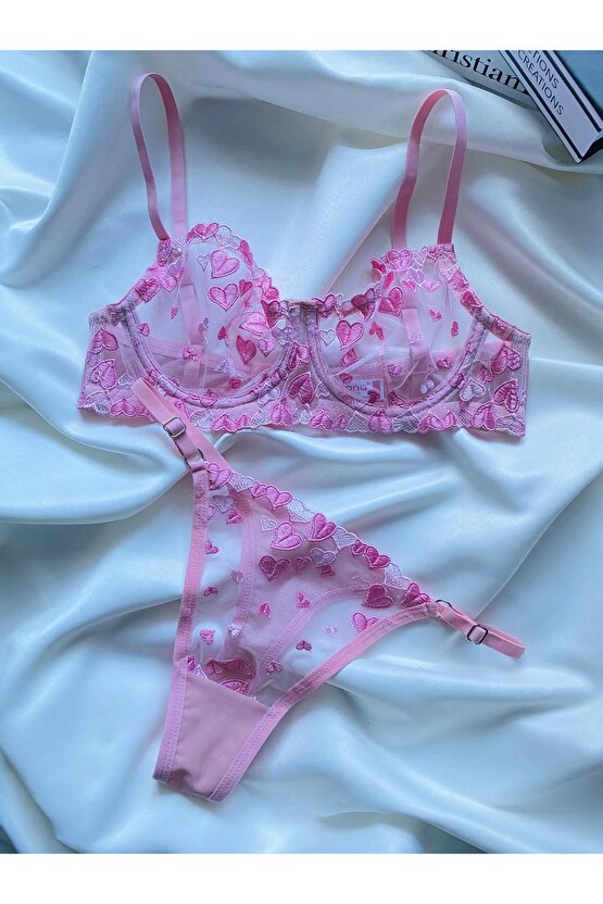 Pinkie Brode Takım - Pembe Kalpli