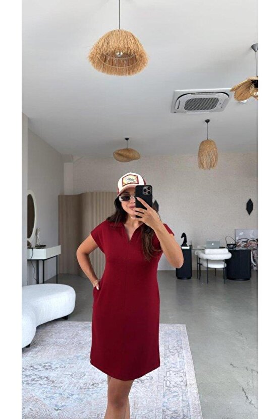 Kadın Polo Yaka Mini Elbise