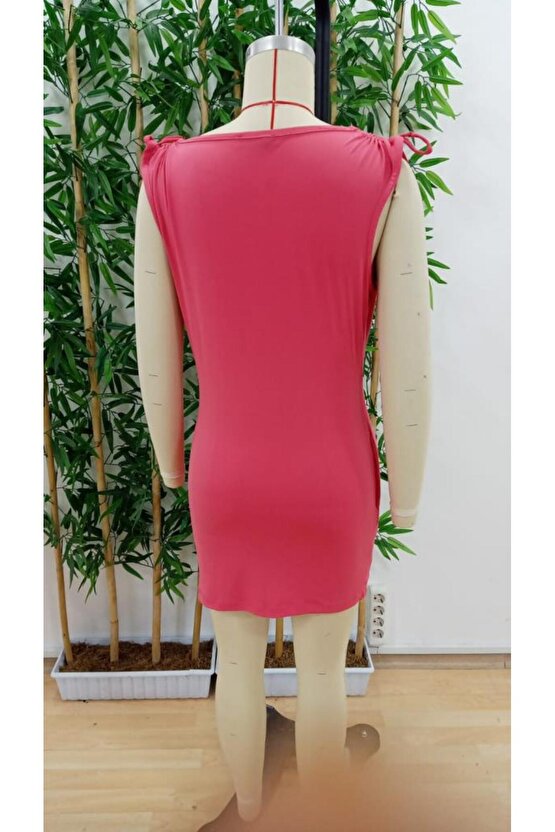 Kadın Kruvaze Yaka Büzgü Ve Aksesuar Detay Sandy Mini Elbise