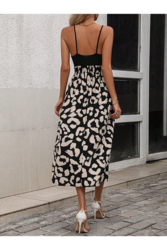 EQURİ Kadın Ip Askılı Kruvaze Yakalı üst Janjan Alt Süprem Elbise