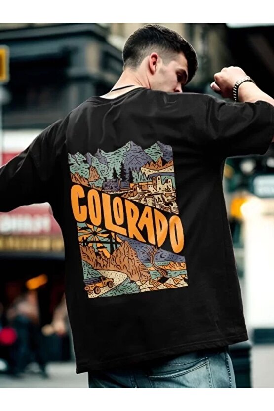 Erkek Baskılı Oversize T-shirt - Siyah