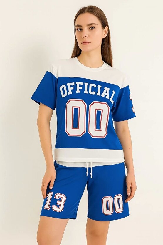 Kadın Şortlu Takım – Oversize İki İplik Kumaş, Ön & Arka Dijital Baskılı Tişört ve Lastikli Cepli Şo