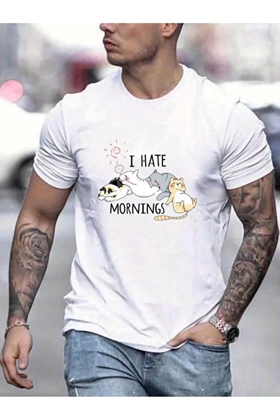 Unisex Baskılı Oversize T-Shirt - Beyaz