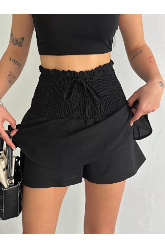 Ayrobin Şortlu Etek - Siyah