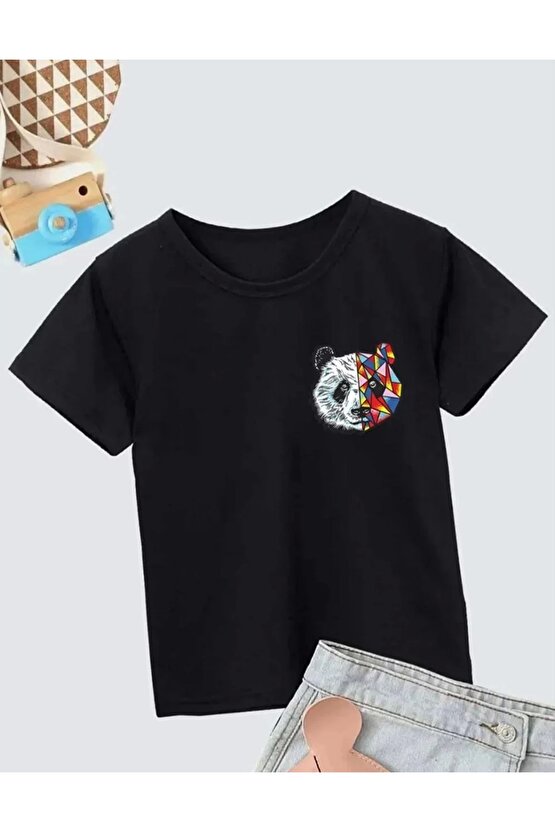 Unisex Çocuk Baskılı T-Shirt - Siyah