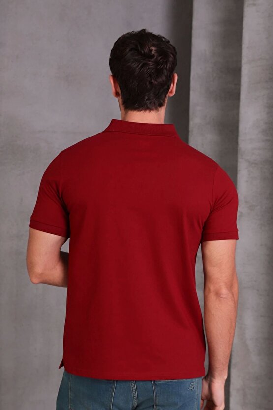 Erkek Slim Fit Pamuklu Yumuşak Doku Nefes Alan Kumaş Yakalı Tişört